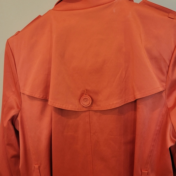 Joan Rivers 3/4 Trench Coat Bright Orange Leopard Lining With Belt Small - Picture 13 of 15